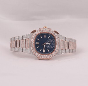 นาฬิกาควอตซ์แฟชั่นหรูหรา ดีไซน์คลาสสิก ประดับเพชร VVS คุณภาพสูง แบบ Iced Out สไตล์ฮิปฮอป - Product Image 3