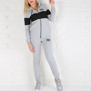 Chándal deportivo de diseño de fábrica, diseño personalizado, 100% algodón, cremallera, pantalones de chándal y sudaderas con capucha, conjuntos de chándal para correr para mujer - Product Image 1