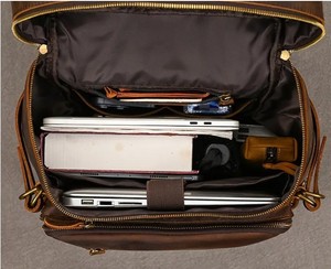 TRAILBLAZER Custom Logo Handcrafted Vintage Genuine Buffalo Leather Men's Backpack Zipper Fashion Portable for Educational - Product Image 3