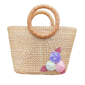 Vietnam fabrication tissé rotin osier artisanat fleur conception femmes fait à la main vacances cadeau sac TUYET DUNG WHB6 - Product Image 4