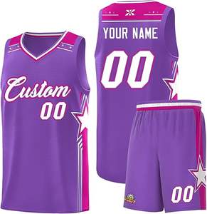 Uniforme de basket-ball personnalisé imprimé équipe et numéro ensemble de haut de basket-ball et short pour hommes/jeunes industrie du sport - Product Image 5