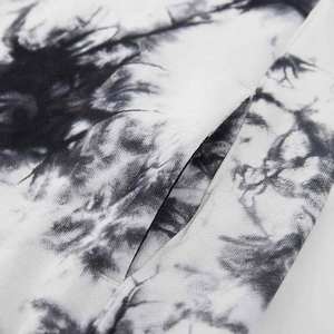 Sweat-shirt à capuche imprimé tie-dye noir et blanc pour homme, streetwear, polaire, hiver - Product Image 6