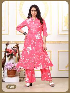 Ensemble de Kurti en tissu de rayonne ethnique pour femmes, vêtements indiens et pakistanais pour un usage quotidien, disponible à la vente à partir de l'exportation. - Product Image 6