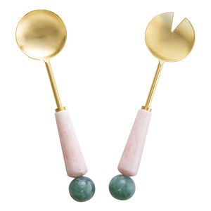 Serveur à salade de qualité vintage Outils à salade avec poignées en marbre Parfait pour les événements spéciaux Hôtel et Resort de l'Inde - Product Image 1