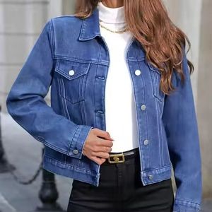 Veste en jean pour femmes OEM Vêtements décontractés pour femmes Veste d'automne Manteau en jean boutonné - Product Image 3