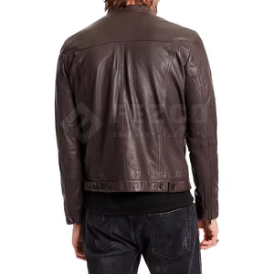 Winter <b>Men's</b> Premium Leather <b>Jacket</b> Stand Collar Front Logo Slim Fit Waterproof Breathable Casual Outerwear - Product Image 2