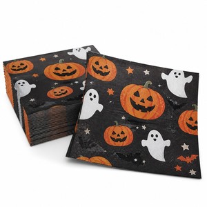 Halloween Party Napkins Printed Pumpkin Ghost Design Disposable <b>Paper</b> Napkins for Halloween Party Table Decor - Product Image 1