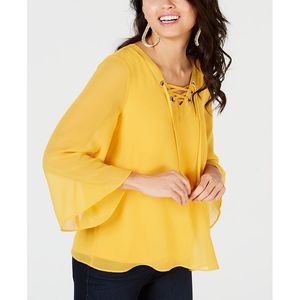 Top da Donna Thalia Sodi con Maniche 3/4, Scollo a V, Allacciatura, Stampa Floreale e a Righe, in Maglia di Chiffon, Taglie S-XL - Product Image 1