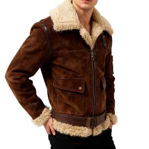 แจ็คเก็ตหนังสั่งทำพิเศษ แฟชั่นผู้ชาย แจ็คเก็ตหนังกันลม แจ็คเก็ตหนังกลับคุณภาพสูง พร้อมขนเฟอร์เทียม สไตล์สตรีทแวร์ - Product Image 6