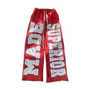 Pantalon de survêtement personnalisé 100% coton Y2k Patch brodé Jambes larges Surdimensionné Homme Pantalon de survêtement ample - Product Image 5