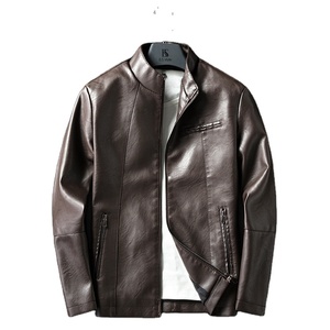 Chaqueta de Cuero para Hombre, Marca de Moda, Precio Económico, Venta al Por Mayor, Personalizada, Cuello Alto, Alta Calidad, Impermeable y Ecológica - Product Image 3