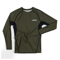 Rashguard de BJJ à manches longues Olive pour homme adulte, respirant, anti-UV, compression, polyester/nylon, séchage rapide, écologique, 220g