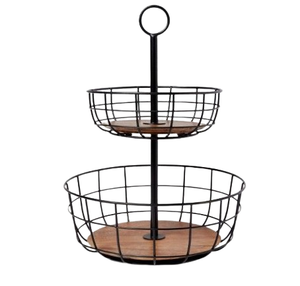 Cesta de frutas de metal Cesta de frutas con cable de metal de dos niveles de alta venta Centro de mesa Cesta de frutas de metal - Product Image 6