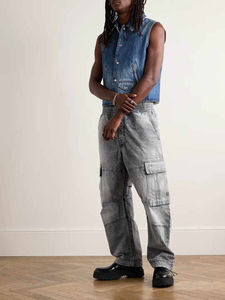 Modern Fashion 2025 Antique Wash Relaxed Fit Rigid Flare Tinted Paneled Denim <b>Jeans</b> for <b>Men</b> Manufactured OEM Serviced - Product Image 2