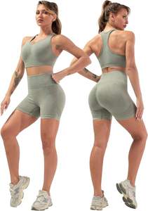 Ensemble de yoga pour femmes, short et soutien-gorge, 2 pièces, respirant, extensible dans les quatre sens, vêtements de sport de haute qualité, logo avant, prix - Product Image 6