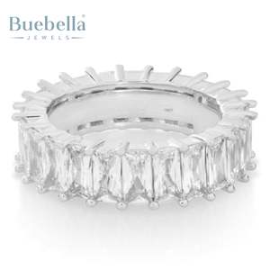 Venta caliente 925 Plata y 18K Chapado en oro VVS Moissanite Baguette Diamond Eternity Band Anillo para hombres y mujeres - Product Image 4