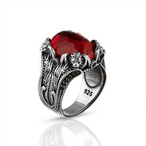 Azuris Turkish 925 Sterling Silver Men's <b>Ring</b> Ottoman Style Fashion Jewelry Natural Stone Black Color Handmade VALKH1406 - Product Image 2