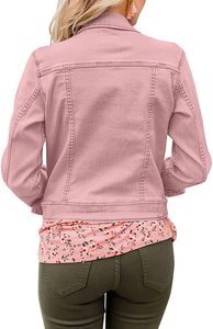 2022 femmes court Jean veste moto veste Jean femmes rose Denim veste respirant et séchage rapide sur mesure service oem - Product Image 2