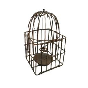 กรงนกลวดโลหะสีดำขนาดเล็กพร้อมห่วงและถาดโลหะสำหรับตกแต่งสวนคุณภาพสูงกรงนกโลหะแบบกำหนดเองสำหรับตกแต่งสวน - Product Image 2