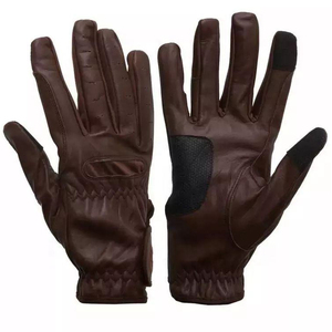 Guantes de equitación de cuero para invierno, de dedo completo, con tela elástica y cierre de cordón, para uso unisex, movimiento flexible, riendas firmes. - Product Image 6