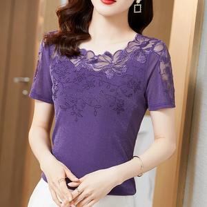 ขนาดพิเศษเสื้อยืดคอกลมผ้าฝ้าย/เส้นใยไม้ไผ่สีทึบผ้าฝ้าย100% สำหรับผู้หญิงสบายๆ - Product Image 4