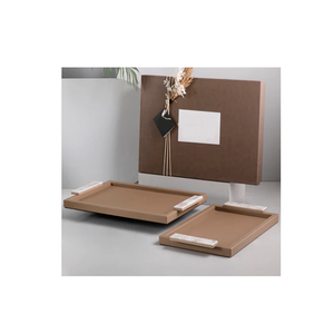 Ensemble de 2 plateaux à dessert en cuir et en bois de différentes tailles, plateau à fruits dattes à des prix abordables - Product Image 1