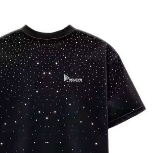 High Quality <b>Rhinestone</b> T Shirt Unisex Cotton Sparkling Crystal Casual Tee Fashion <b>Top</b> OEM Wholesale Supply - Product Image 5