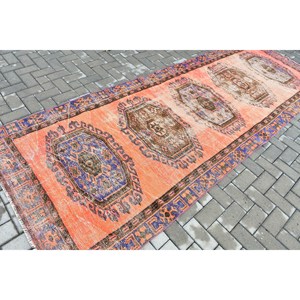 4x11.3 ft Turkish Rug, Rug, <b>Red</b> Ikat Rug <b>Wool</b> - Product Image 2