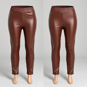กางเกงเลกกิ้งหนังแท้แบบเรียงซ้อนทรงปกติสำหรับผู้หญิงกางเกงเลกกิ้งหนังแกะลำลองสำหรับใส่กลางแจ้ง - Product Image 6