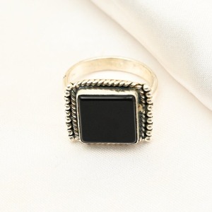Anillo de estilo bohemio de plata hecho a mano, joyería de plata de ley 925, anillo de tendencia de piedras preciosas de ónix negro, joyería para mujer, regalo para ella - Product Image 2