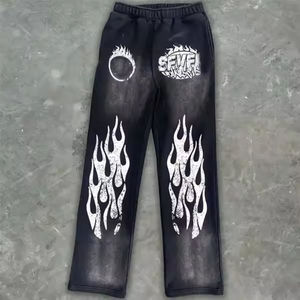 Tendance Article Unisexe Sun Faded Washed Pullover Hoodies OEM Flare Bottom Pant All Over Printed Two Piece Streetwear Tracksuits - Product Image 3