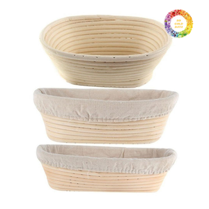 Panier d'épreuvage pour la pâte à pain, bol rond ou ovale en rotin naturel avec doublure, cuisson essentielle pour la maison, cuisson du pain au levain - Product Image 1