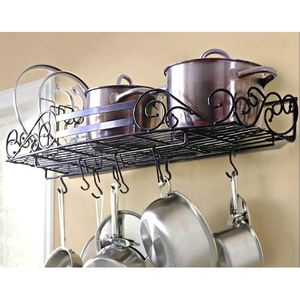 Étagère à casseroles de qualité supérieure fantaisie pour casseroles couverture et casseroles crochet ustensiles support de rangement suspendu mural organisateur de cuisine - Product Image 2