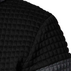 Men's Textured <b>Waffle</b> Color <b>Block</b> Embroidered Pullover Hoodie Sweatshirt Drawstring Hood Kangaroo Pocket Eco-Friendly Custom - Product Image 5