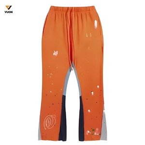 Pantalones de chándal de algodón de felpa francesa de alta calidad Unisex estilo Hip Hop de invierno pantalones de chándal personalizables de pierna ancha descoloridos para mujer - Product Image 3
