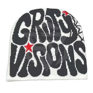 Unisex All-Over Printed Letter Jacquard Hip Hop Beanie Sombreros Gorros de punto de esquí únicos con diseño de letra única personalizada Jacquard - Product Image 5