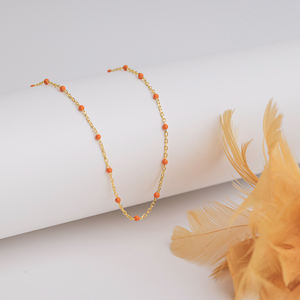 Collier chaîne en émail couleur orange, design artisanal, vente en gros, bijoux turcs en argent sterling 925 - Product Image 6
