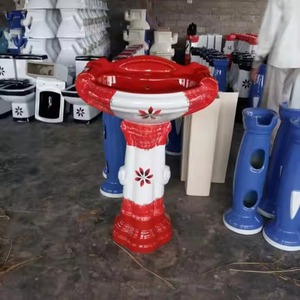 Vanité de salle de bains en relief de conception européenne avec évier lavabo en céramique sur pied Art Basin - Product Image 6