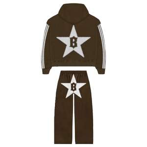 Pull-over évasé écologique unisexe, ensemble de survêtement évasé empilé, pantalon de survêtement lavé à l'acide, sweat à capuche imprimé d'hiver de grande taille - Product Image 2