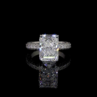 Bague de fiançailles en or blanc massif 14 carats avec diamant de laboratoire taille radiant certifié IGI de 5 carats, pavé de diamants, bague de mariée de luxe