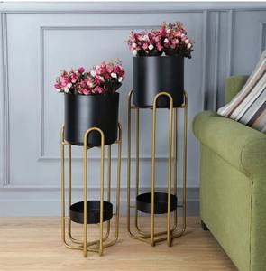 Pot de jardinière en métal d'intérieur de qualité commerciale Pot de fleur enduit de poudre décoratif pour la maison jardin utilisation sol utilisation moule conçu Pot - Product Image 4