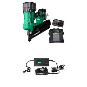 Kit de cloueur duplex industriel de qualité professionnelle, alimenté par batterie, pour applications sur le bois et les meubles, incluant des clous de charpente et des clous à tête plate, garantie 1 an - Product Image 1