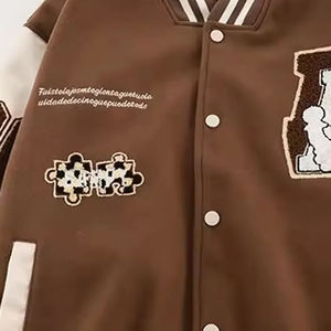 OEM personalizado logotipo bordado hombres Vintage otoño Varsity béisbol bombardero chaqueta acolchada cremalleras decoración carta ecológica - Product Image 3
