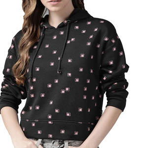 Sudadera con capucha informal rosa para mujer, Top con estampado de lana de algodón transpirable con logotipo frontal para invierno, sudaderas básicas para mujer - Product Image 1
