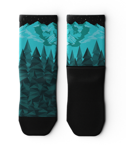 High Quality Custom Breathable Cotton <b>Crew</b> <b>Socks</b> with Mountain Graphic Print for Men <b>Women</b> ODM Sports <b>Socks</b> Bulk Manufacturer - Product Image 2