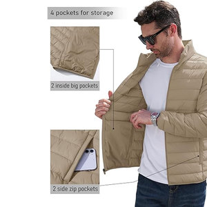 Veste matelassée légère et chaude pour homme, en nylon respirant, coupe-vent, imperméable, design coupe-vent avec poignets élastiques - Product Image 5