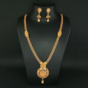 Ensemble de bijoux fins Kriaa 1109833 collier Haram en pierre et perle autrichiennes marron - Product Image 1