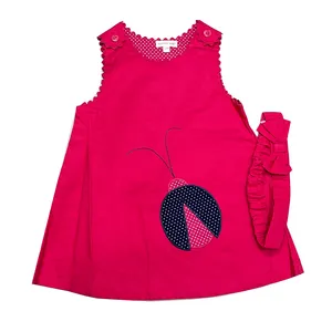 전체 판매 아기 소녀 드레스 레드와 골드 패턴 아기 3-9 개월 폴리 에스터와면으로 만든 드레스 2pc 드레스 + HB Mintini