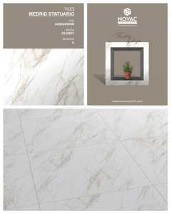 Carreaux en porcelaine vitrifiée polie Madrid Statuario Classic 600x600mm pour sol et mur de villa et de bureau par Novac Ceramic - Product Image 2