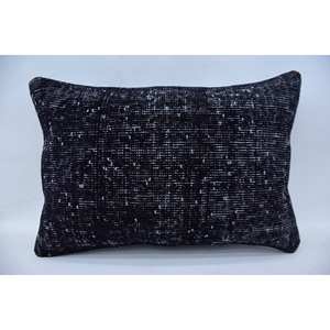 Gris Vintage pata de gallo Kantha lana almohada 16x24 pulgadas tejido decorativo acento almohada - Product Image 1